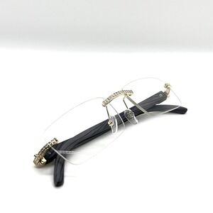 Men's Rimless Eyeglasses Gold‎ Crystal Rhinestone Clear Eye Wear Sophisticated